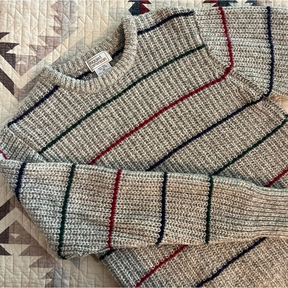 Vintage Light Gray Striped Sweater